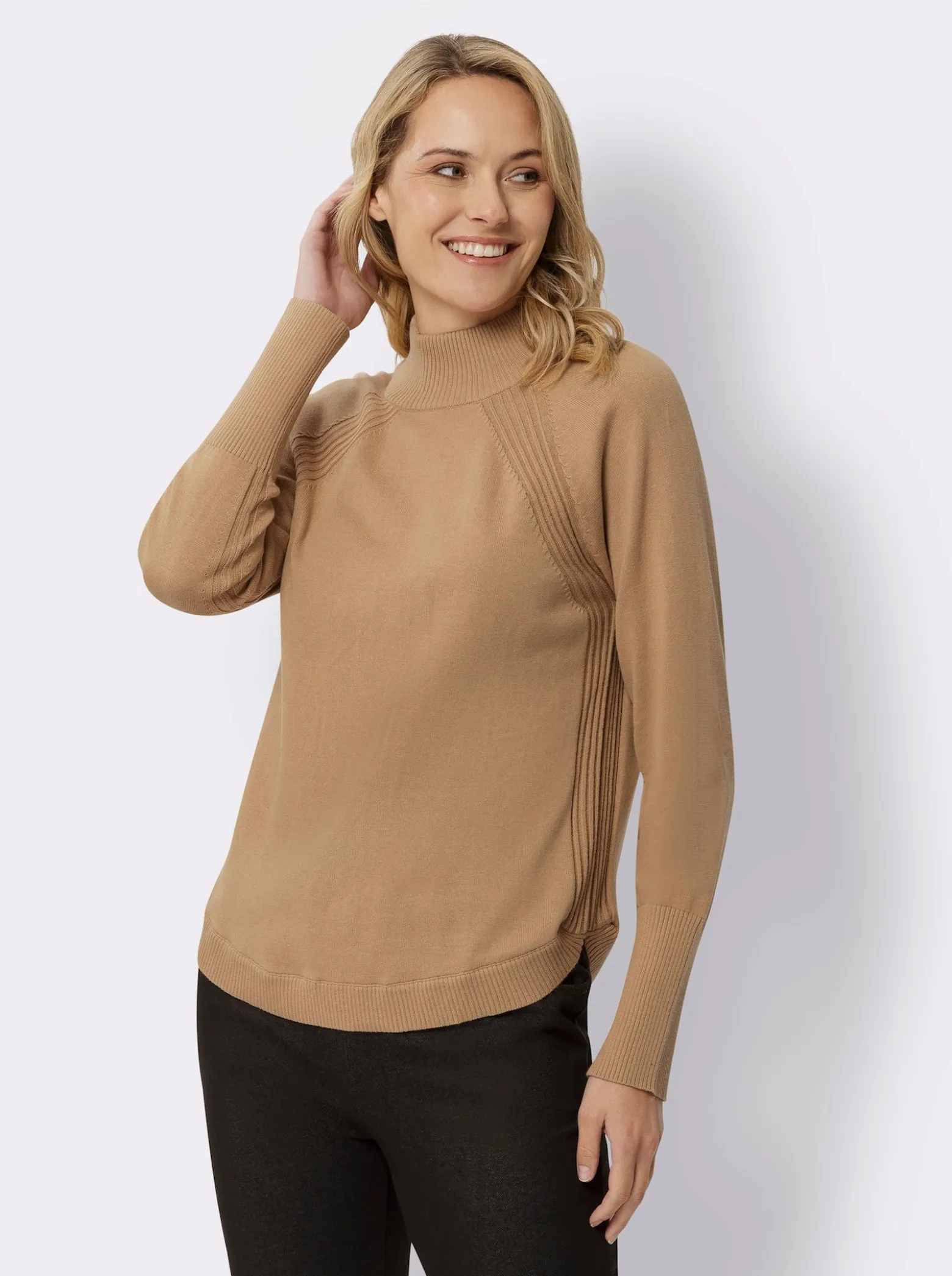 Stehkragenpullover aus reiner Baumwolle
