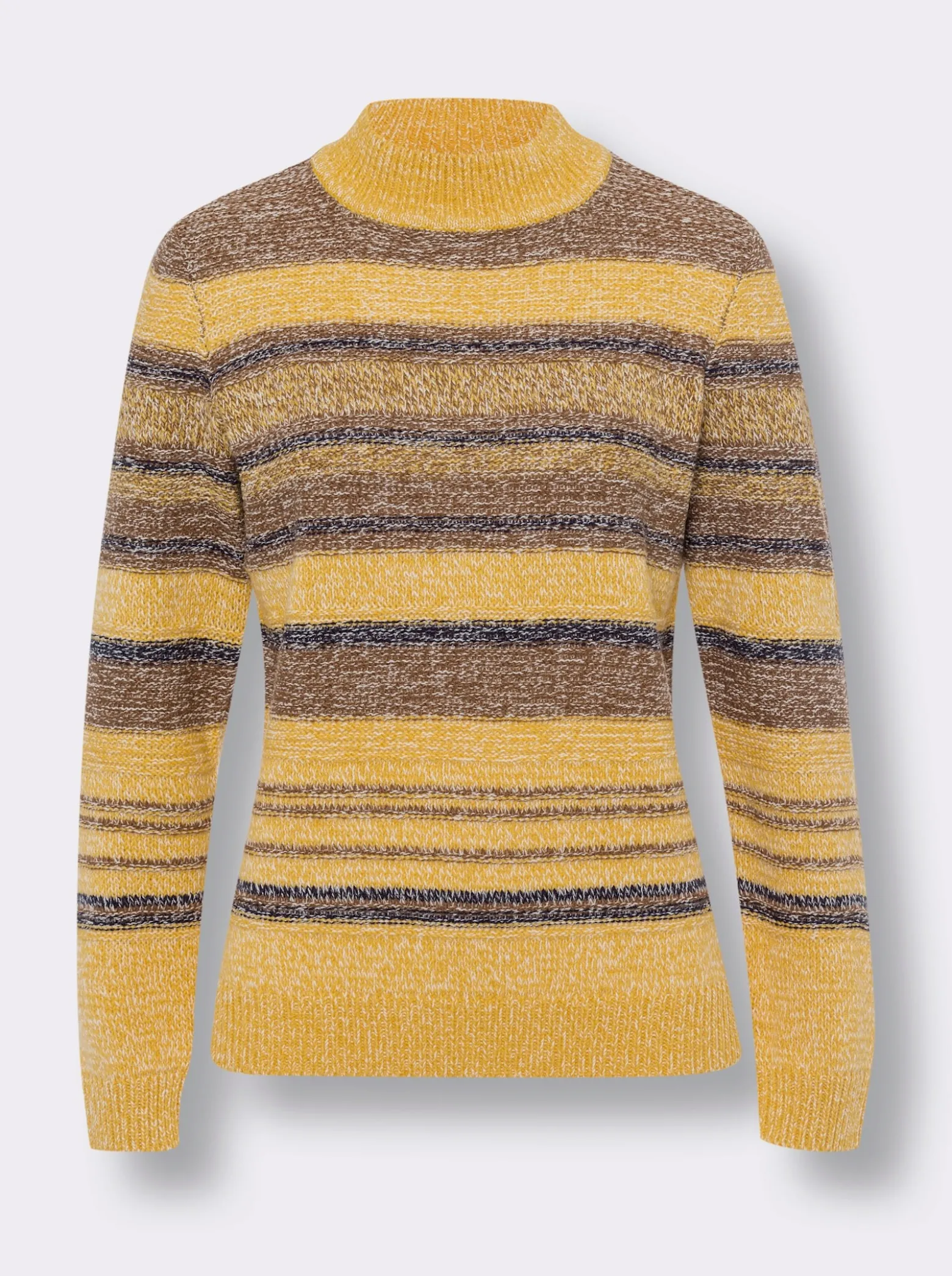 Stehkragenpullover aus weichem Melangegarn