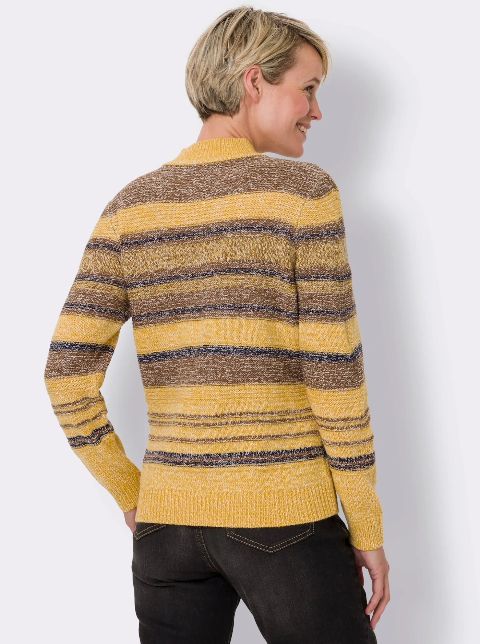 Stehkragenpullover aus weichem Melangegarn