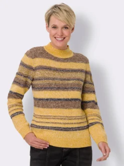 Stehkragenpullover aus weichem Melangegarn
