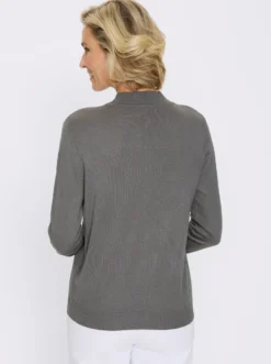 Stehkragenpullover Feinstrick mit Glitzersteinchen
