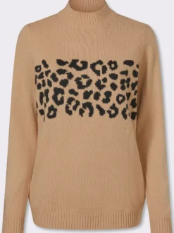 Stehkragenpullover im Animal-Dessin