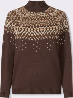 Stehkragenpullover im Norwegermuster