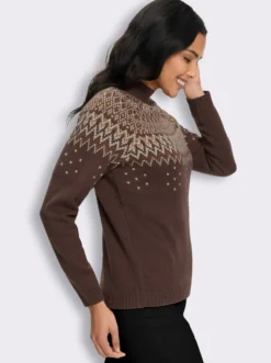 Stehkragenpullover im Norwegermuster