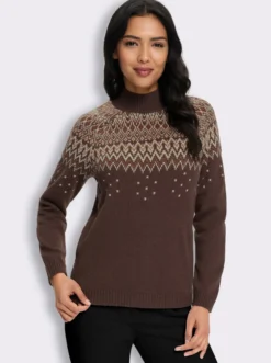 Stehkragenpullover im Norwegermuster