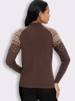 Stehkragenpullover im Norwegermuster