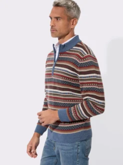 Stehkragenpullover im Norweger-Strickmuster
