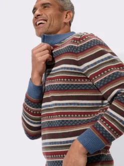 Stehkragenpullover im Norweger-Strickmuster