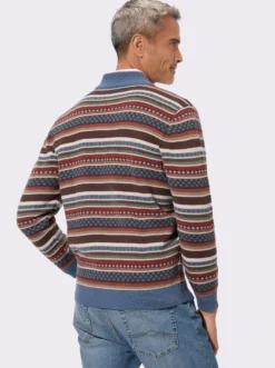 Stehkragenpullover im Norweger-Strickmuster