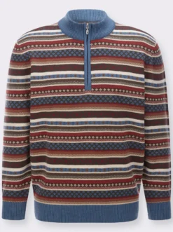 Stehkragenpullover im Norweger-Strickmuster