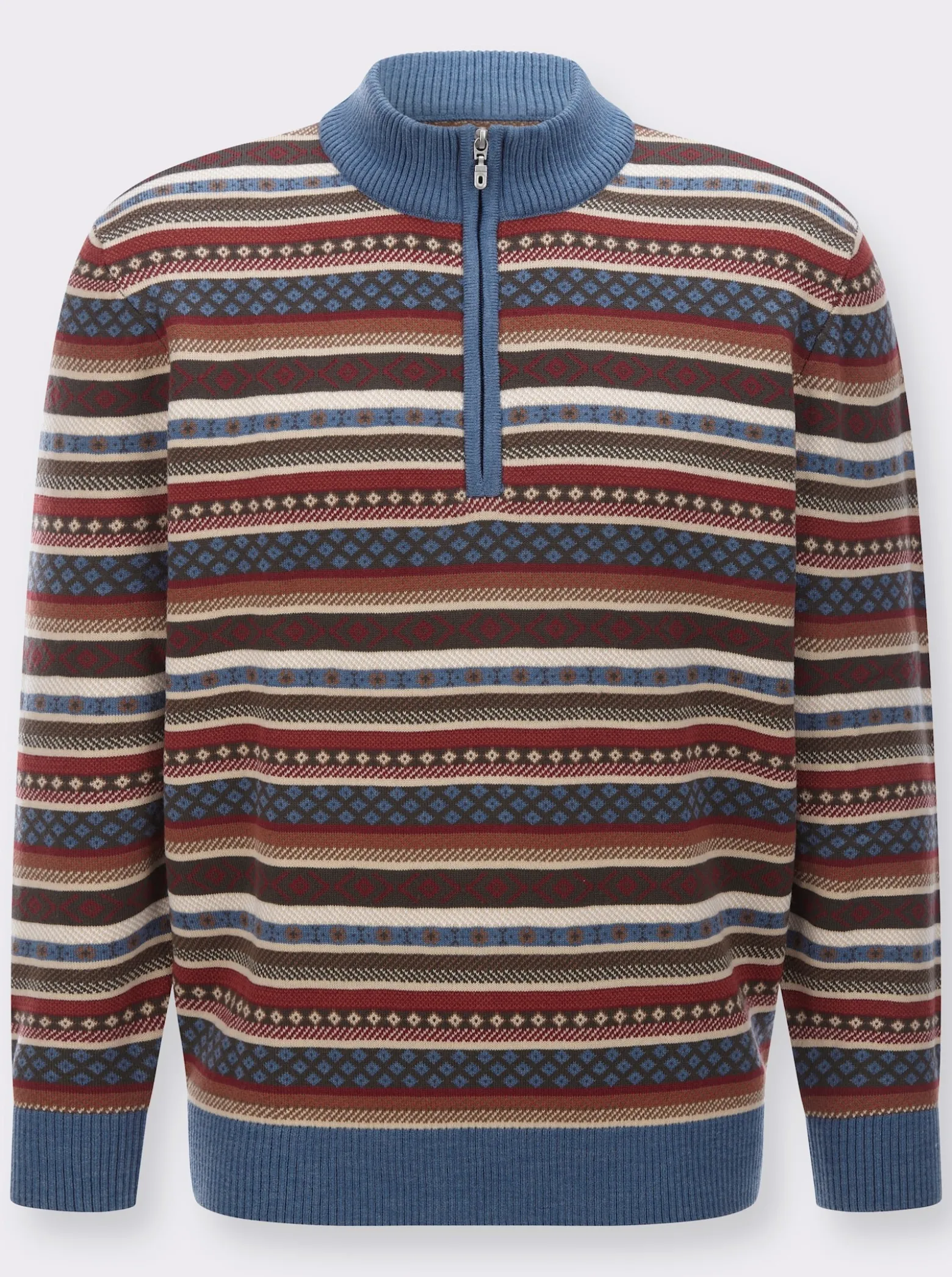 Stehkragenpullover im Norweger-Strickmuster