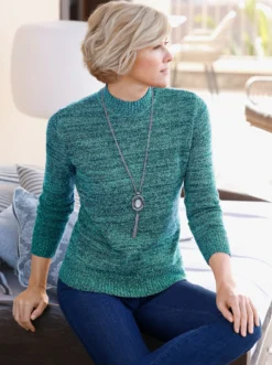 Stehkragenpullover in Bouclé-Qualität