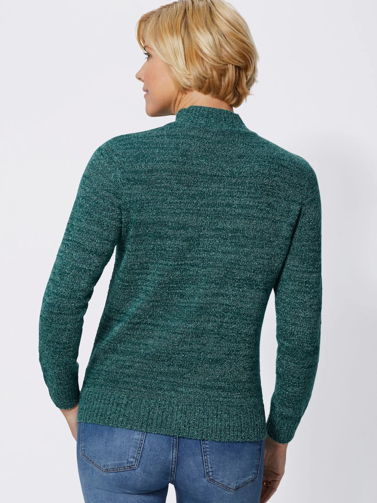 Stehkragenpullover in Bouclé-Qualität
