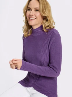 Stehkragenpullover in doppellagiger Optik