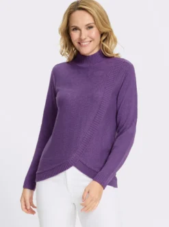 Stehkragenpullover in doppellagiger Optik