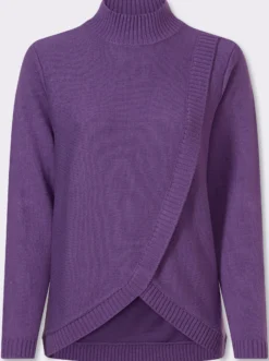 Stehkragenpullover in doppellagiger Optik