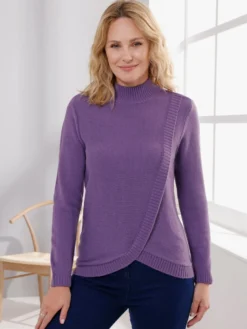 Stehkragenpullover in doppellagiger Optik
