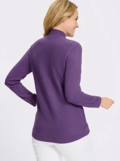 Stehkragenpullover in doppellagiger Optik