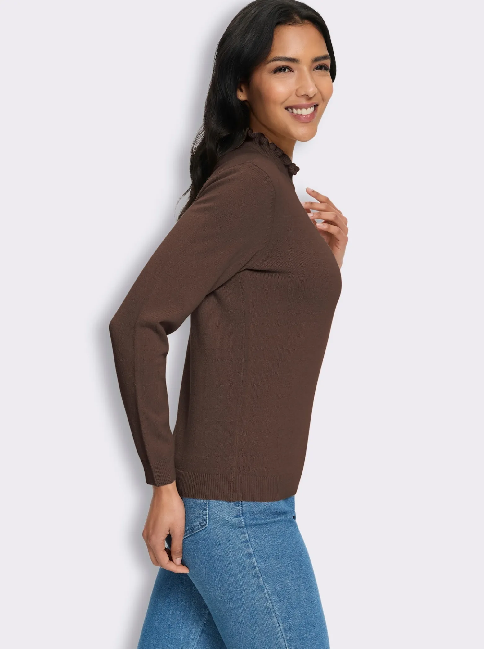 Stehkragenpullover in flauschiger Qualität