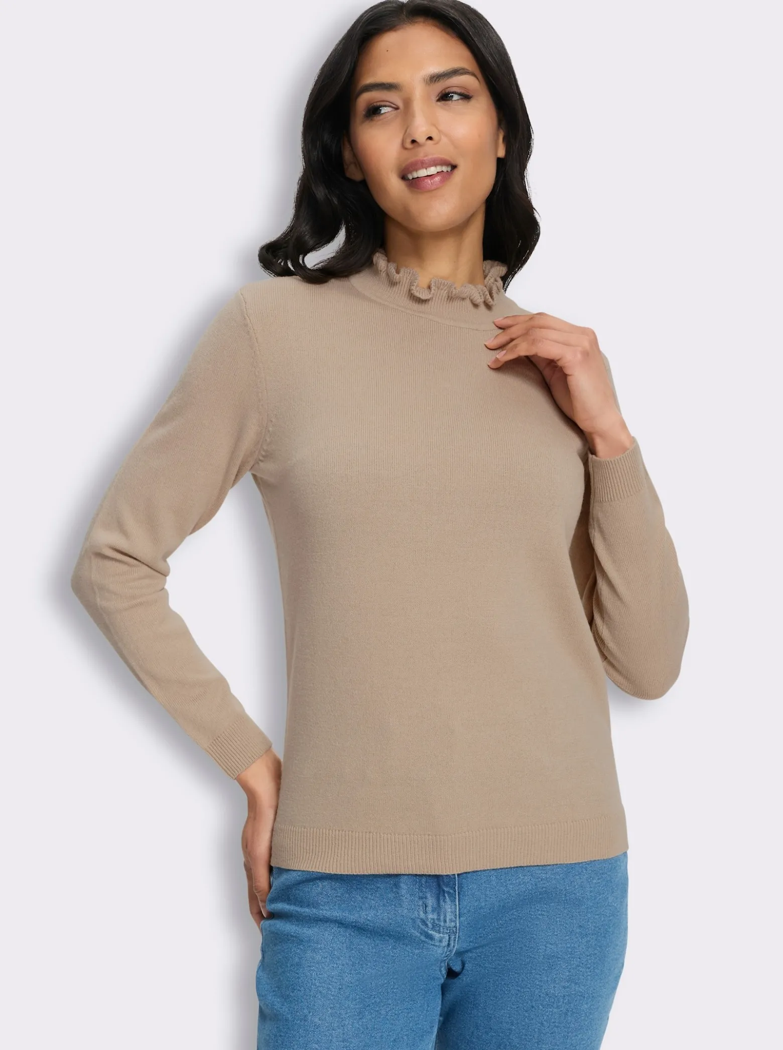 Stehkragenpullover in flauschiger Qualität