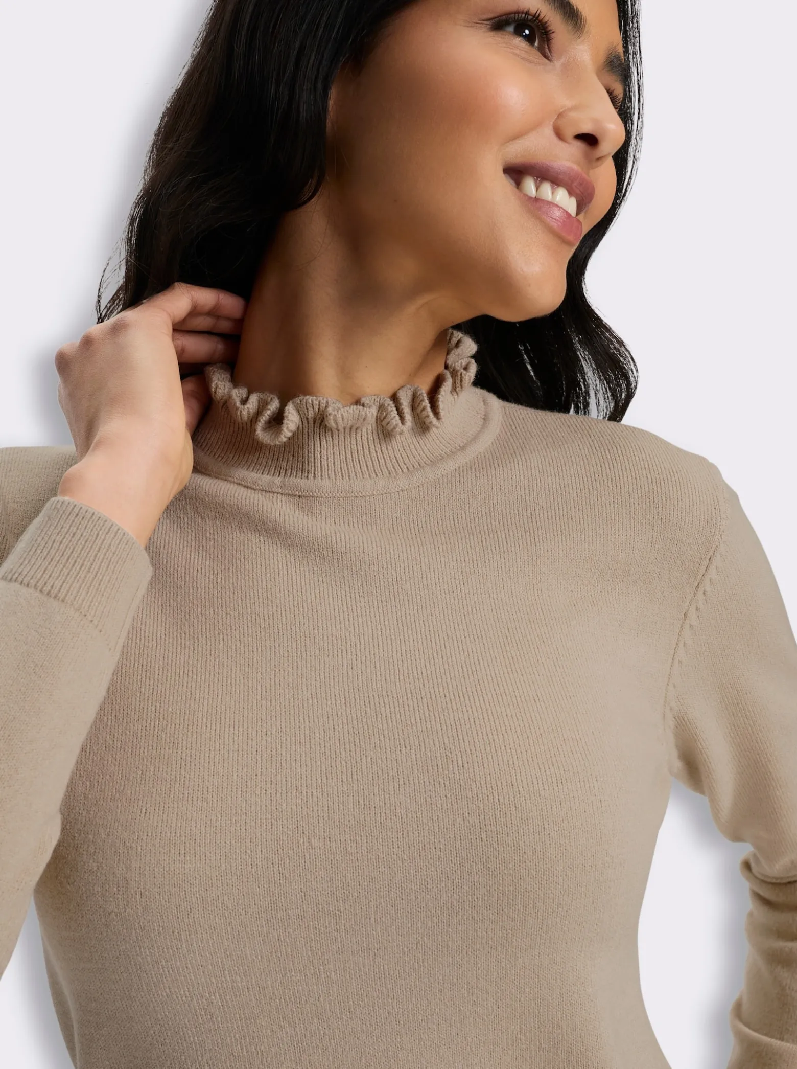 Stehkragenpullover in flauschiger Qualität