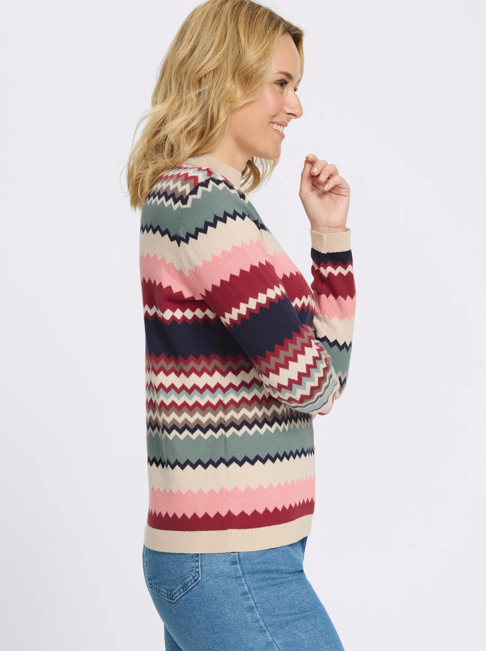 Stehkragenpullover in Jacquard-Strick