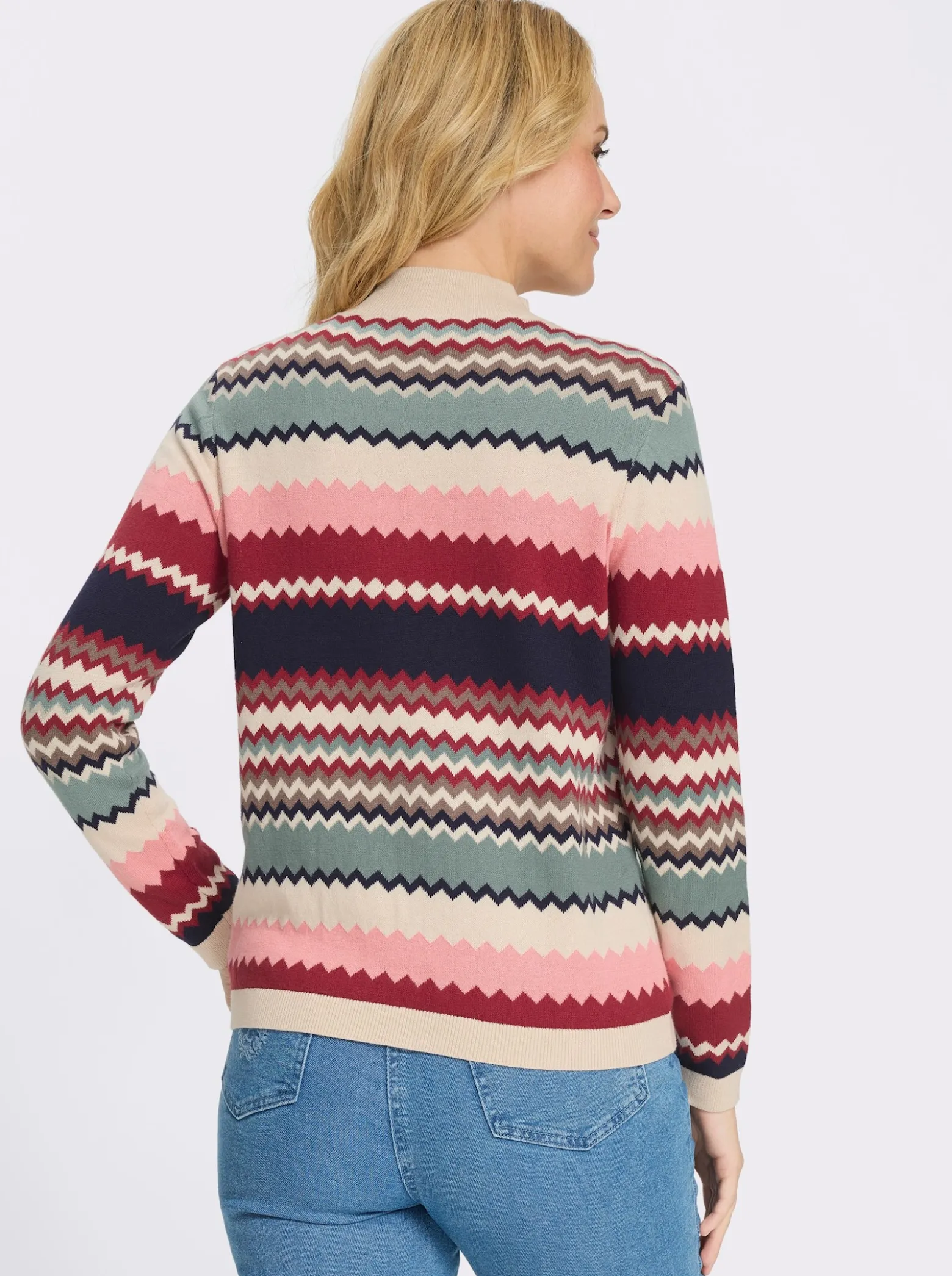Stehkragenpullover in Jacquard-Strick
