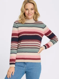 Stehkragenpullover in Jacquard-Strick