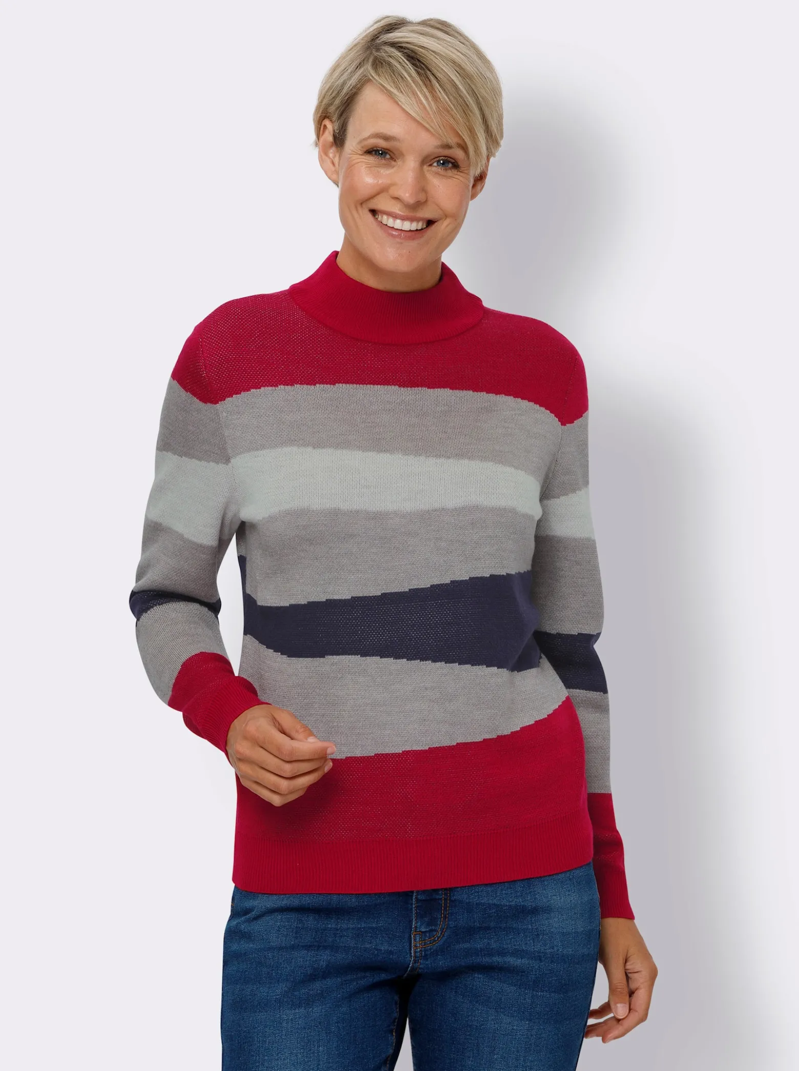 Stehkragenpullover in Jacquard-Strick