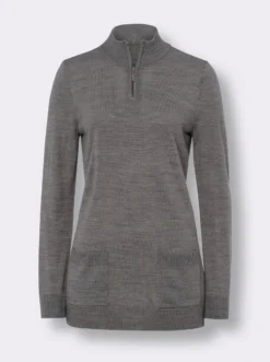 Stehkragenpullover in Longform