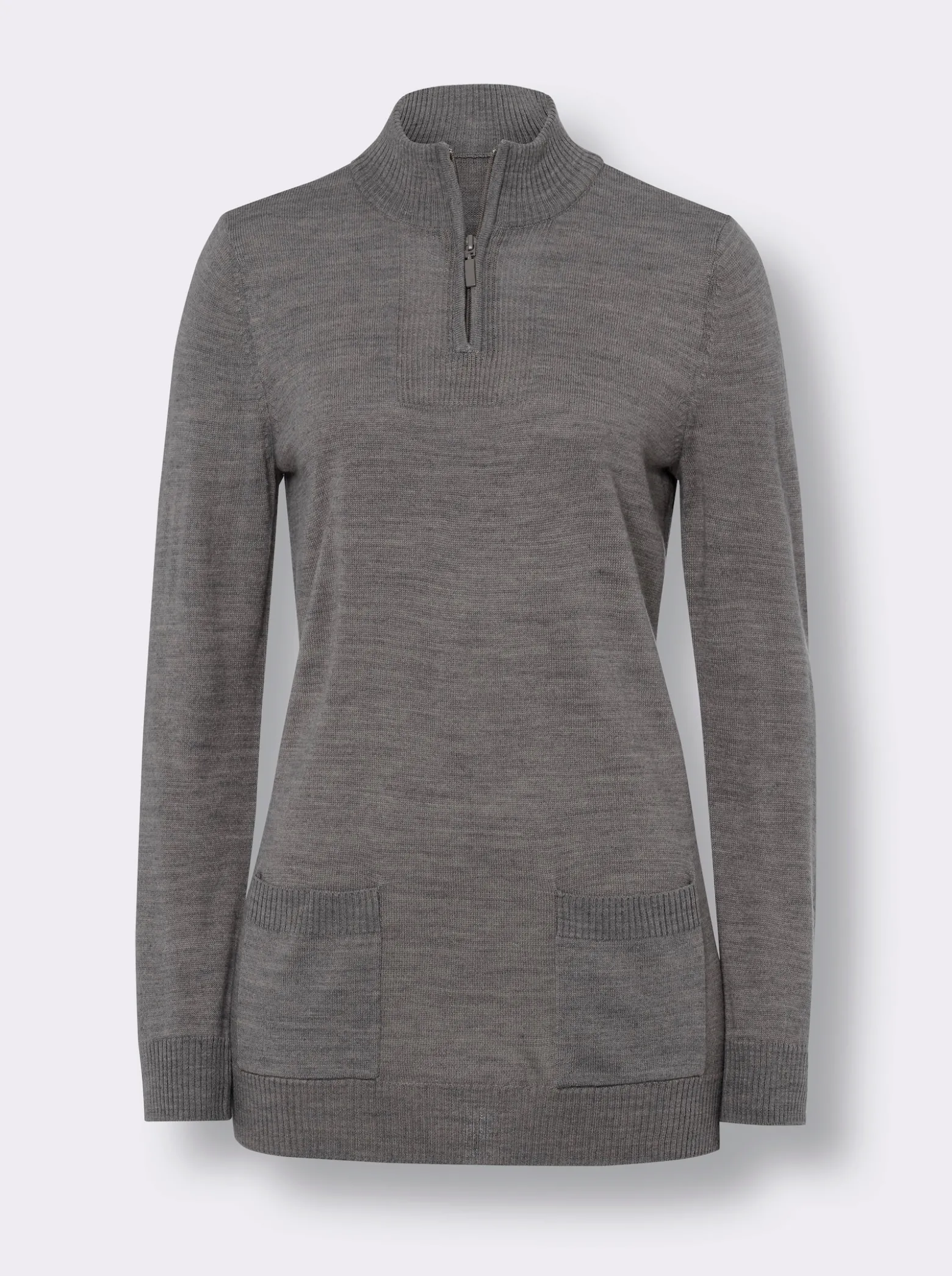 Stehkragenpullover in Longform