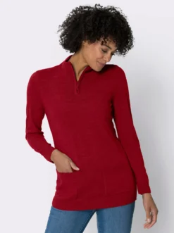 Stehkragenpullover in Longform