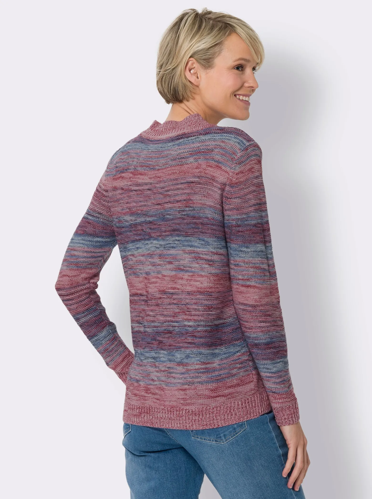Stehkragenpullover in Melange-Optik