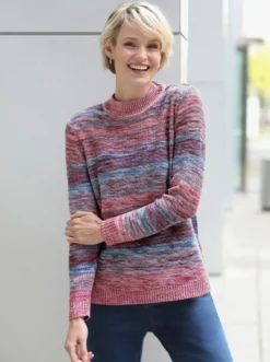 Stehkragenpullover in Melange-Optik