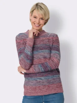 Stehkragenpullover in Melange-Optik
