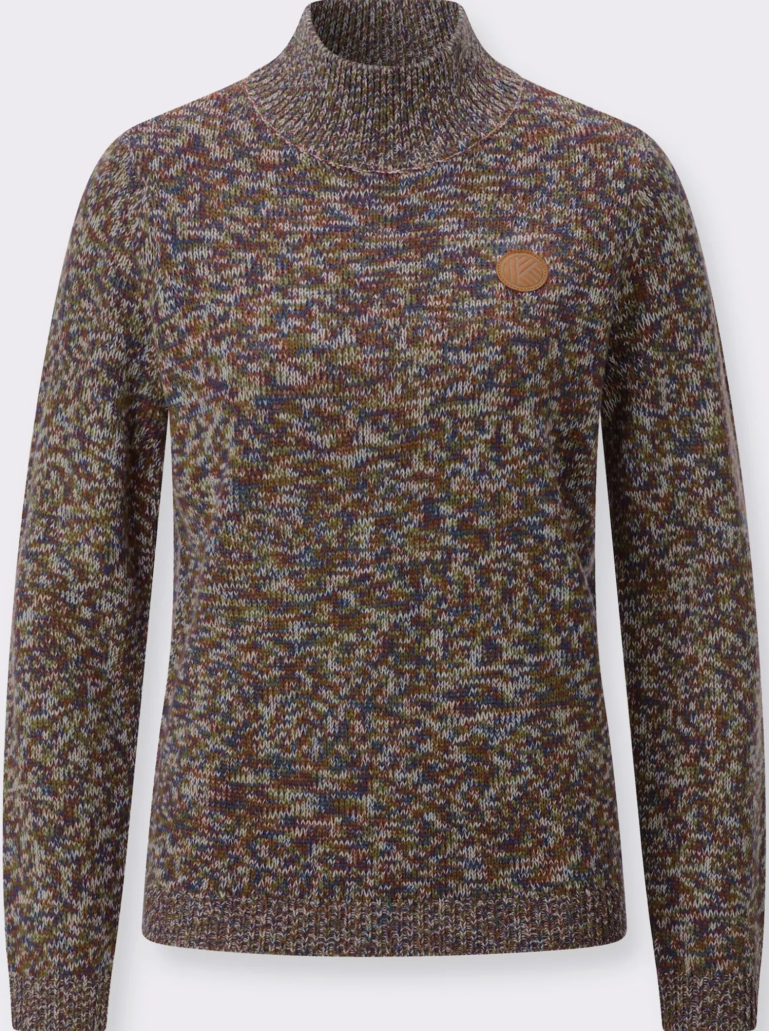 Stehkragenpullover in Melange-Optik