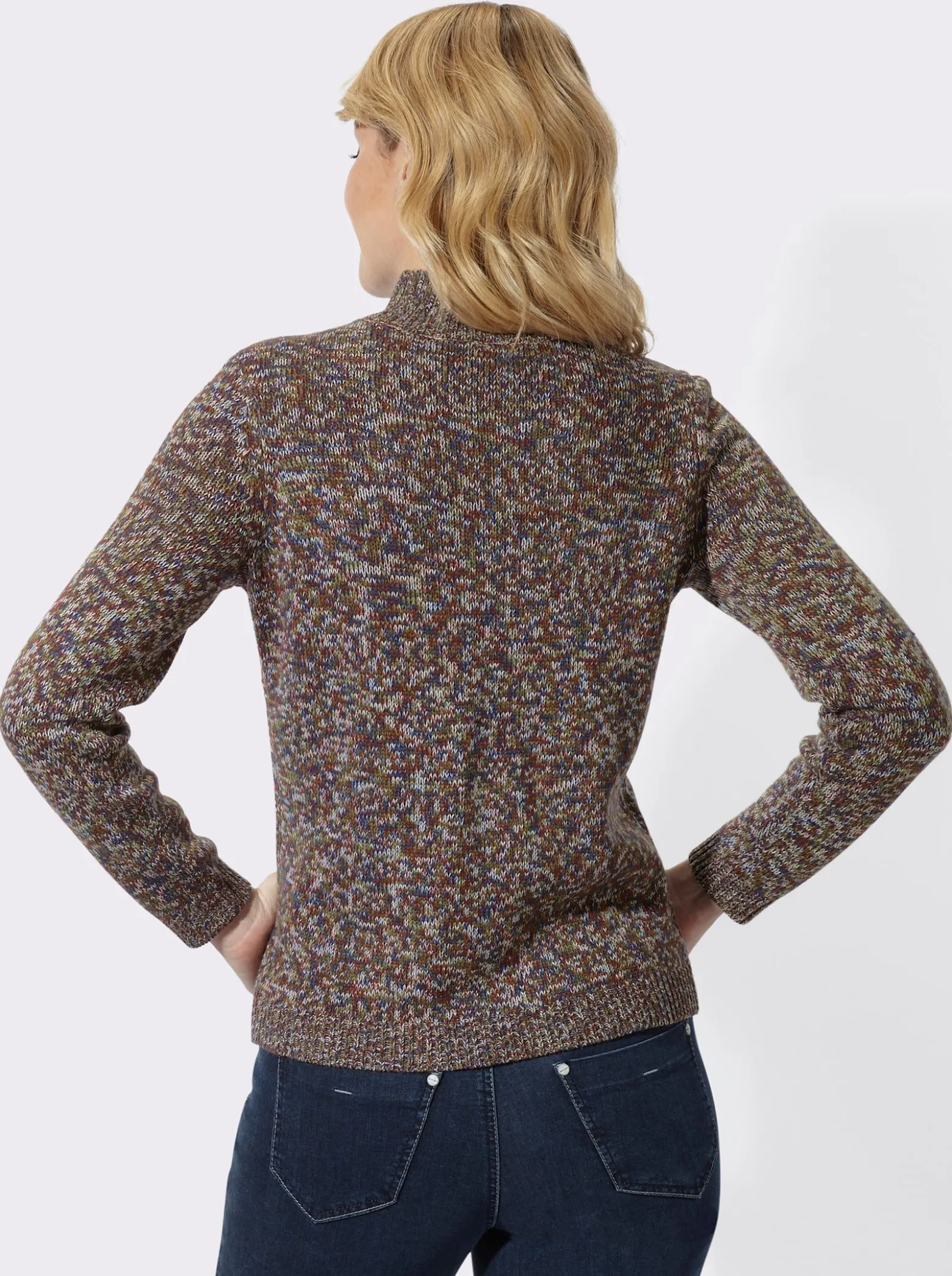 Stehkragenpullover in Melange-Optik