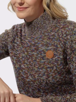 Stehkragenpullover in Melange-Optik