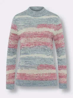 Stehkragenpullover in Melange-Optik