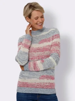 Stehkragenpullover in Melange-Optik