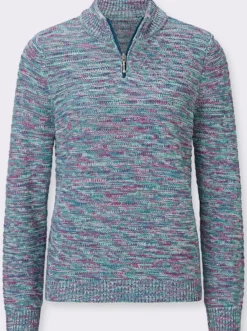 Stehkragenpullover in Melange-Optik