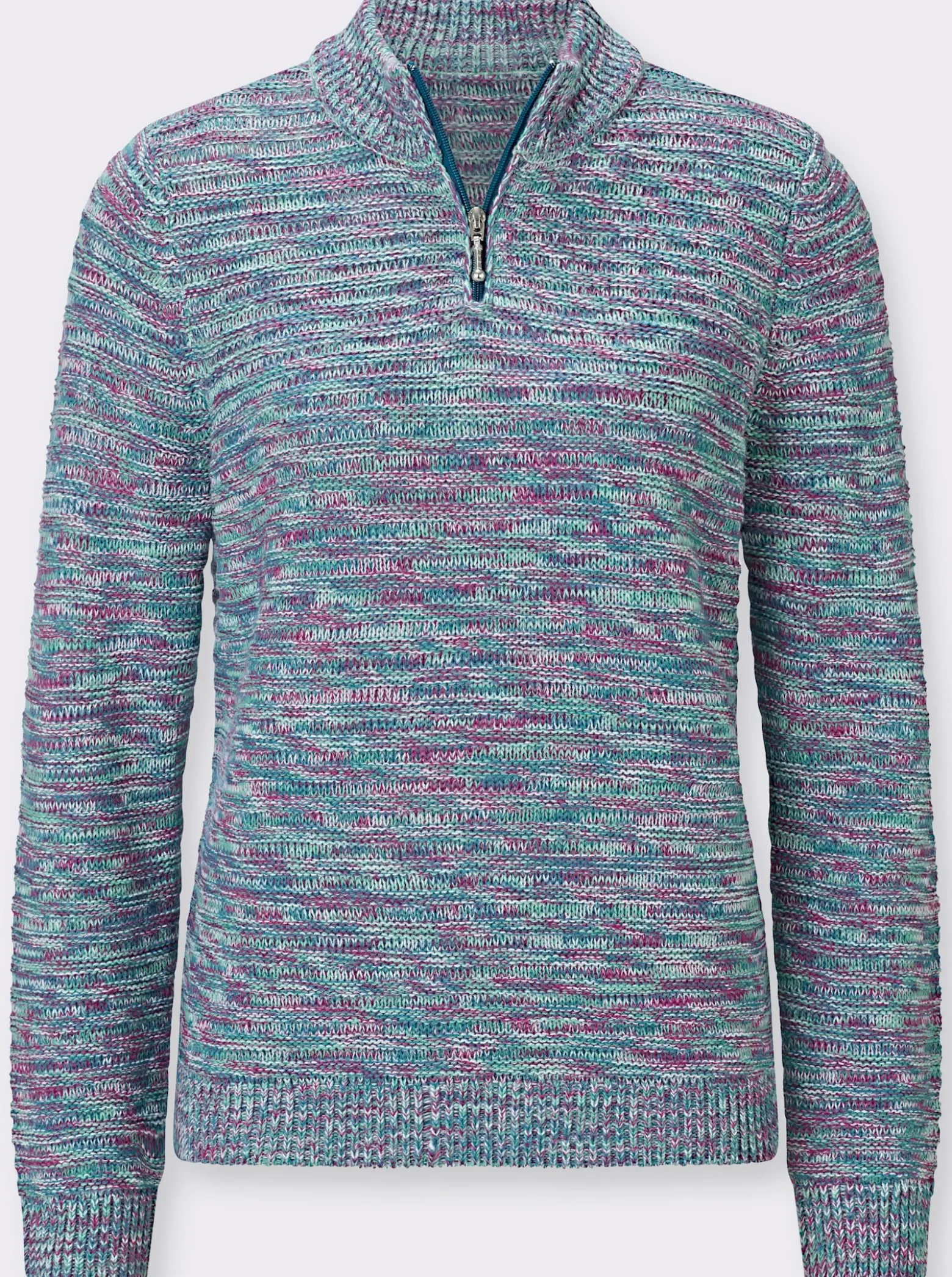 Stehkragenpullover in Melange-Optik
