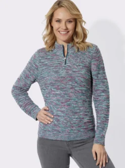 Stehkragenpullover in Melange-Optik