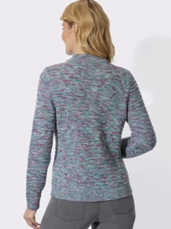 Stehkragenpullover in Melange-Optik