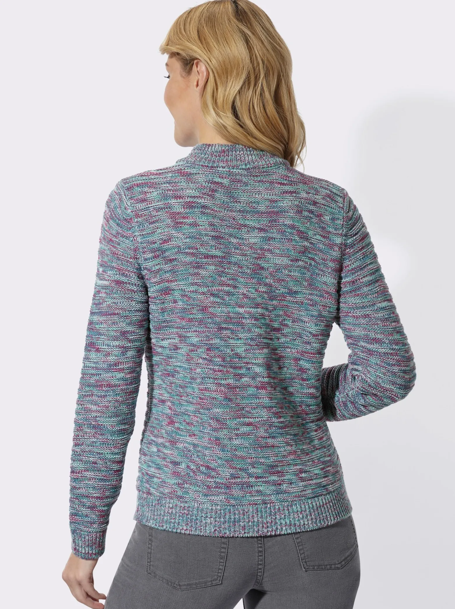 Stehkragenpullover in Melange-Optik