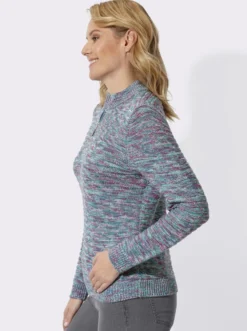Stehkragenpullover in Melange-Optik