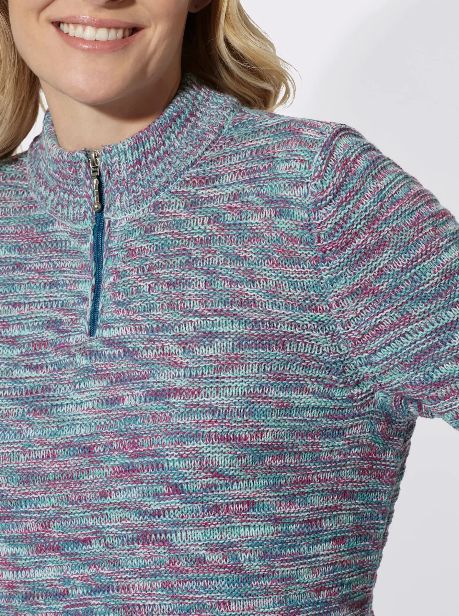 Stehkragenpullover in Melange-Optik