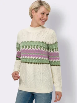 Stehkragenpullover in Norweger-Optik