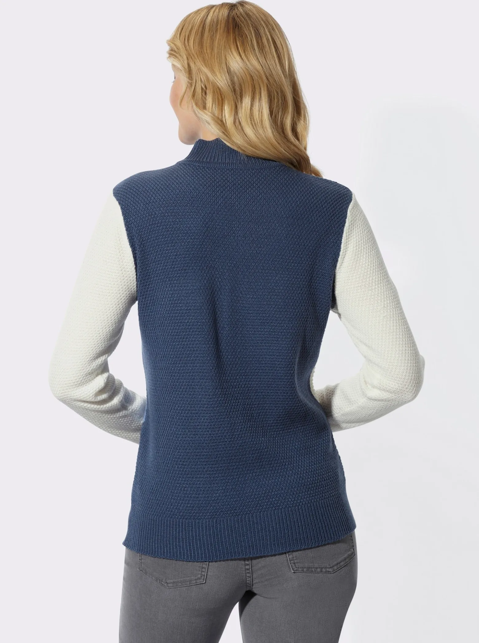 Stehkragenpullover in Patchwork-Optik