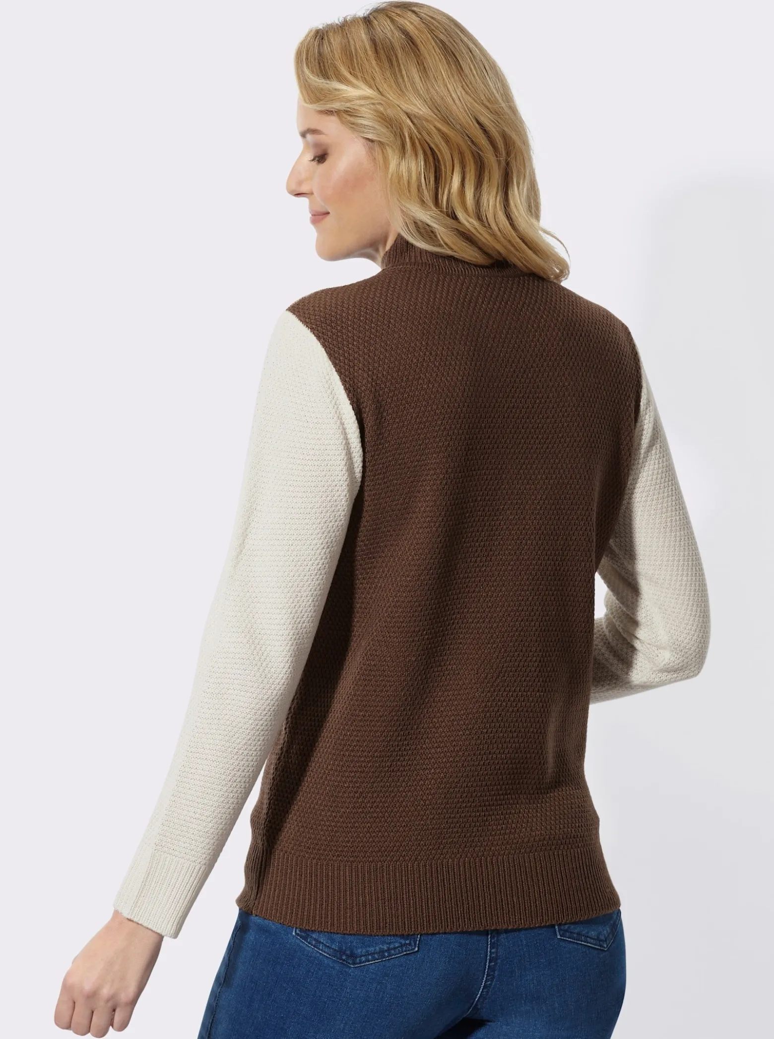 Stehkragenpullover in Patchwork-Optik